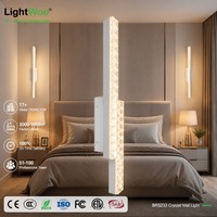 Lampada Lineare in Cristallo CCT Regolabile 3000K 4000K 6000K, Lampadario Nordico a Sospensione, Illuminazione da Soffitto per Soggiorno, Luce Decorativa