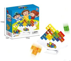 64 Pieces Lillet Tower Game 3D Clover Tower Balance Stacking 48 Blocks Block Game Kids and Adults Board Game Block Toys