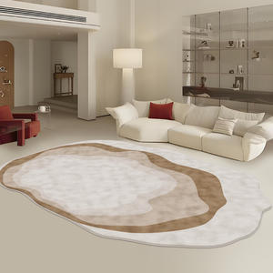 พรมรูปวงรีทันสมัย ลายแบบนามธรรม เนื้อผ้าคล้ายแคชเมียร์ กันลื่น สำหรับห้องนั่งเล่น ห้องนอน พรมปูพื้นตกแต่งบ้าน - Product Image 4