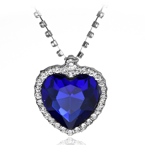 Collier Cœur de l'Océan inspiré du <span class=keywords><strong>film</strong></span> Titanic, avec strass rouges et bleus, grand cristal d'amour - Product Image 2