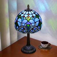   Lampe de table rétro en verre teinté, alimentation secteur, pour salon, design baroque bleu, lampe de chevet, lampe de bureau, lumière décorative de nuit