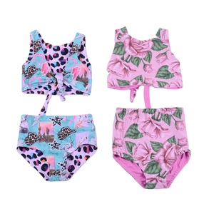 En gros Nouvelle collection été Tankini réversible pour bébé fille, motif léopard rose, grande taille, avec bretelles réglables et short taille haute - Product Image 3