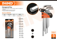 94333-94339 9Pcs Set Kunci Hexagon Ujung Rata Panjang Pendek Sedang Metrik Hex Allen Torx Key SHIND