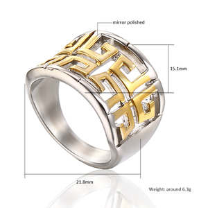 Di modo Dei Monili di Cerimonia Nuziale In Oro <span class=keywords><strong>G</strong></span> Modello di Fascia Anello Hollow Out Greco Chiave Anelli - Product Image 2