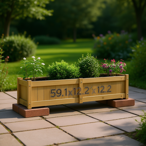 Jardinière en bois de pin D0100H5C3WX 59.1x12.2x12.2, pot à fleurs rustique imprégné pour usage extérieur - Product Image 2