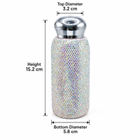 Luxuriöse 8oz 304 Edelstahl Doppelwandige Isolierte Vakuum-Edelstahlflasche mit Strass-Verzierung und Deckel für Auto und Reisen