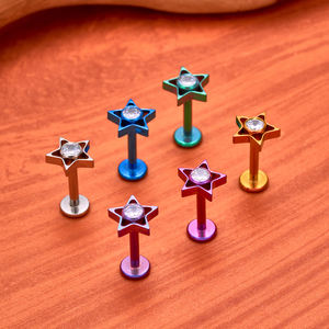 Pendientes de Titanio ASTM F136 de 16G con Incrustaciones de Circonita Cúbica en Forma de Labios, Anodizado Multicolor, Estilo Punk, para Compromiso, Oreja, Labret, Hélix, Tragus - Product Image 6