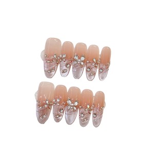 Ongles à presser faits main français, couvrance totale, haut de gamme, élégants, crémeux, doux, effet peau claire, finition amande carrée, en ABS - Product Image 6