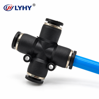 LYHY Factory Wholesale PZ Series Pneumatic Connector 4 Way Cross Push-in Plastic Air Tube Splitter Connectors Tube Fittings