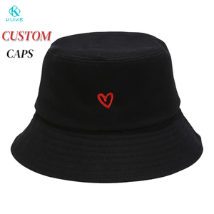 Chapeau Bob en Pur Coton Brodé Cœur Style Célébrité Protection Solaire Été pour Voyage en Plein Air <span class=keywords><strong>Plage</strong></span> Décontracté - Product Image 1