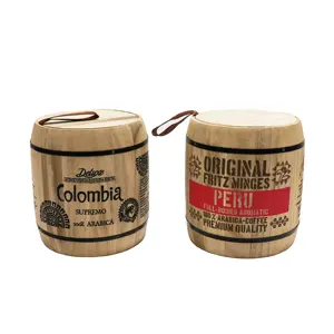 आधुनिक शैली थोक मिनी लकड़ी के कॉफी बीन बैरल भंडारण, ढक्कन सील के साथ थोक के लिए कस्टम स्वीकार