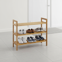 Organisateur de rangement pour chaussures autoportant moderne à 3 niveaux en bambou écologique pour l'ameublement de la maison
