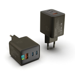 Nouveauté : Chargeur GaN 3 ports USB-C et USB-A, chargeur mural ultra-plat GaN 65W pour ordinateur portable et téléphone portable, charge rapide - Product Image 1