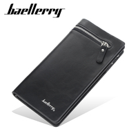 Grosir untuk Baellerry dompet genggam kulit PU kasual pria dompet uang ponsel ritsleting kapasitas besar