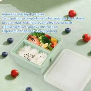 Boîte à bento portable étanche pour micro-ondes Boîte à bento en silicone avec deux composants Boîte à lunch en silicone - Product Image 5