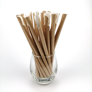 Gorlando Kraft marrón pajitas de papel con cuchara - Product Image 1
