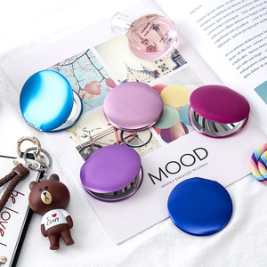 Customizable Logo Modern Mini Double-Sided Metal Folding Pocket Compact Handheld Cosmetic Mirror FREEFORM Technique Custom Color