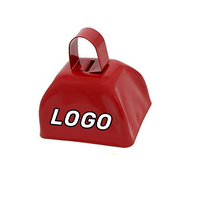 Grande cloche de vache promotionnelle pour célébration festonnée Instrument de percussion d'événement 3 pouces Cloche de vache rouge