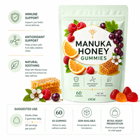 Gummies au miel de Manuka naturel avec extrait de pépins de raisin, sans gélatine, à la pectine, pour le soutien quotidien de la bien-être, vente en gros