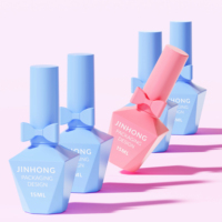 Flacon de vernis à ongles personnalisé de 15 ml, étiquette privée, design unique, en verre coloré, avec bouchon nœud