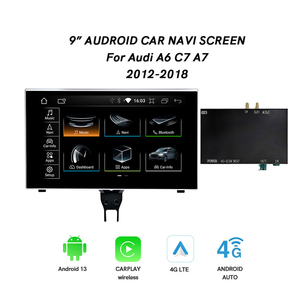 Écran rétractable Android 13 de 9 pouces, style original, CarPlay sans fil, GPS, autoradio pour <span class=keywords><strong>Audi</strong></span> A6 C6 C7 2012-2018, navigation, DSP - Product Image 1