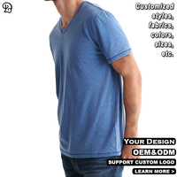 T-shirt personnalisé pour homme à col en V et manches courtes, coupe décontractée, mélange de coton respirant, basique, pour le sport et le quotidien