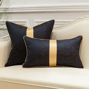 Fábrica venda diretamente tela de luxo azul e ouro emenda de cor de travesseiro capa