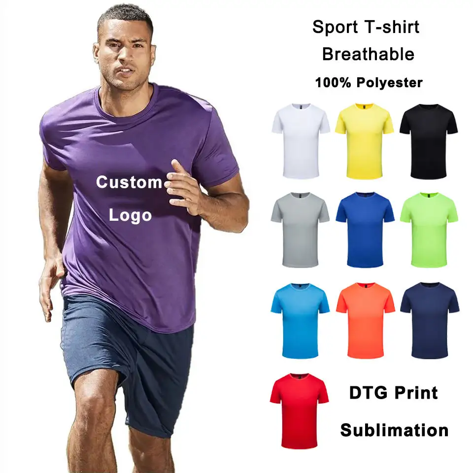 Простые сублимационные футболки, спортивные футболки, 100 Полиэстеровые футболки, оптовая продажа, футболки для бега с принтом на заказ