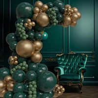 Kit Arche de Ballons Vert Émeraude et Or 143 Pièces, Guirlande Vert Foncé et Métallique Doré pour Événements Thématiques