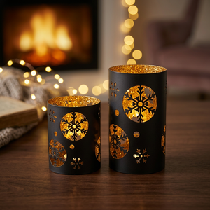 Porte-bougie cylindrique en fer gaufré motif sapin de Noël, étanche, sans plomb, fait main, écologique, durable, Saint-Valentin, Sonnet - Product Image 2