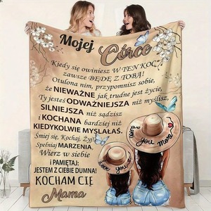 Couverture en flanelle douce personnalisée avec portrait mère-fille, imprimée, rectangulaire, pour la décoration de la maison, utilisable en toutes saisons - Product Image 1