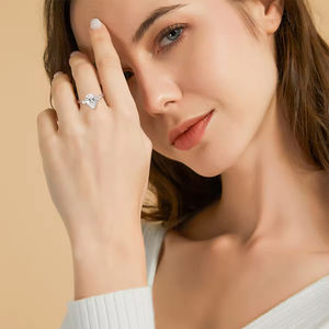 Trendy Ouro e Prata Jóias Anel Gota Zircon Noivado e Anéis De Casamento Halo Promessa Romântica Mulheres Anel - Product Image 5