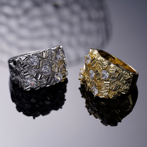 Anelli da <span class=keywords><strong>Uomo</strong></span> in Ottone Placcato Oro 10k e 14k, Gioielli Economici all'Ingrosso - Product Image 2