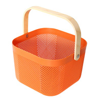 Panier de rangement moderne en plastique portable pour vidange de fruits et légumes Panier en bois PP pour pique-nique
