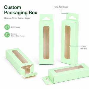 Custom Hanging Paper <b>Boxes</b> Long Rectangular Cosmetic Packaging <b>Boxes</b> With Clear PVC Window For Lip Gloss Mascara Pen Packaging - Product Image 2
