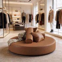 Minimalistischer Moderner Luxus-Holzrahmen-Sofahocker mit Kunstleder-Polsterung für Bekleidungsgeschäfte, Hotellobby und Ruhebereiche