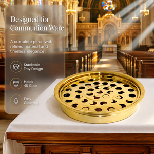 Communion Ware Set <b>Stainless</b> <b>Steel</b> <b>Tray</b> and Disk Gold - Product Image 6