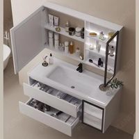Meuble sous-évier multifonctionnel de luxe de haute qualité avec vasque et miroir au design moderne – Fabricant en gros