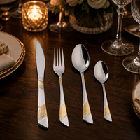 Ensemble de couverts de luxe plaqué or, écologique, finition roue de tissu, en acier inoxydable, pour mariage et banquet, vente en gros directe usine, de qualité supérieure
