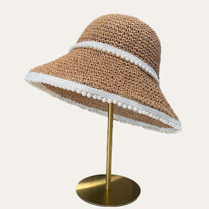 LOGOTIPO PERSONALIZADO Mujer Sombreros De <span class=keywords><strong>Paja</strong></span> Personalizado Sol Verano Cubo Pescador Ganchillo Playa Viajes Sombreros De <span class=keywords><strong>Paja</strong></span> Gorra Para Verano - Product Image 3