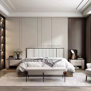 Custom Inexpensive Low Profile Upholstered <b>King</b> Queen <b>Size</b> MDF Wood Base Bed Frame & Mattress with Bed <b>Sheets</b> Set For Hotel Use - Product Image 5