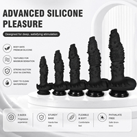Vente en gros de dildo anal noir à pointes avec texture à grosses particules S-XXL, jouet sexuel unisexe