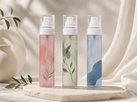 Flacon pulvérisateur carré PET 80 ml à brume fine, imprimé floral abstrait, vide, pour cosmétiques, spray fixateur, portable, voyage, plastique, parfum