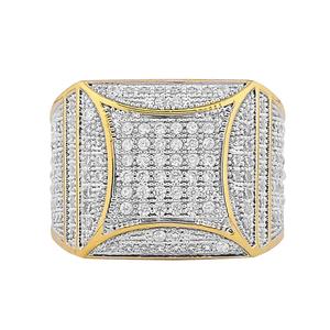 Anillo de boda de latón chapado en oro de 18 quilates para hombre, elegante, con circonita cúbica, estilo hip hop, para fiesta de compromiso, chapado en oro - Product Image 6