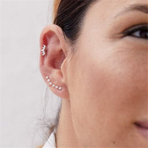 ROXI S925 Boucles d'oreilles clous en argent sterling, motif couronne unique, avec diamant et zircone cubique, pour piercing d'oreille - Product Image 5