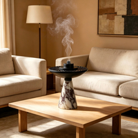 Brûleur d'encens en marbre, base conique en pierre naturelle en forme de sablier, porte-encens décoratif pour la maison et le salon de style arabe