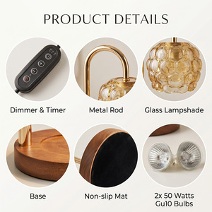 Lampe chauffe-<span class=keywords><strong>bougie</strong></span> en verre texturé motif raisin, 4 niveaux <span class=keywords><strong>de</strong></span> luminosité, avec minuterie d'arrêt automatique, pour la décoration intérieure – Nouveauté 2026, Meilleure Vente - Product Image 2