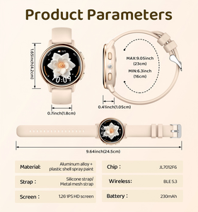 พร้อมจัดส่ง AK88 นาฬิกาสมาร์ทวอทช์แฟชั่นสำหรับผู้หญิง หน้าจอ IPS HD ขนาด 1.26 นิ้ว รองรับการโทรแบบไร้สาย นาฬิกาข้อมือเพื่อสุขภาพสำหรับผู้หญิง - Product Image 5