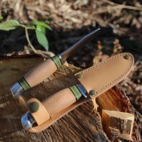 Gravierbares Buchenholzgriff-Messer mit Rundspitze, Feststehende Klinge, Schnitzmesser, Camping-Geradmesser, Sicherheits-Scoutmesser für Kinder