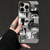 Coque de téléphone antichoc transparente motif collage d'yeux d'anime pour iPhone 17/16/15/14/13/12 Pro Max, esthétique manga